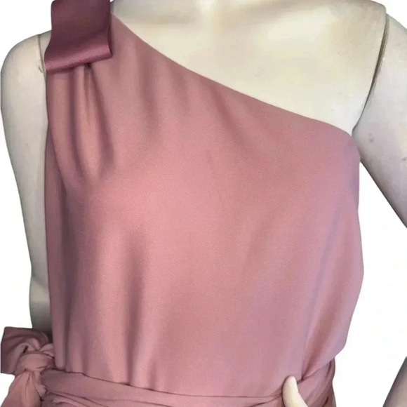 Vera Wang Bride's Maid Dress Light Pink Tie Bow Draped One Shoulder 12. - Picture 8 of 12